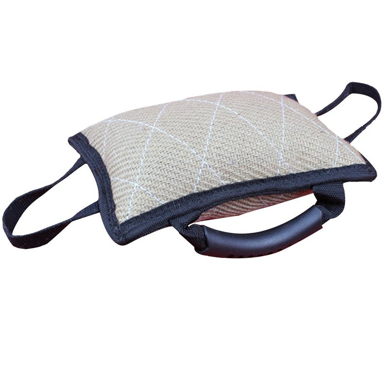 Creation Core Durable Dog Training Bite Tug Toy with 3 Handles Jute Bite Pillow